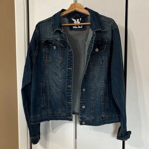 White mark floral gem Denim Jacket